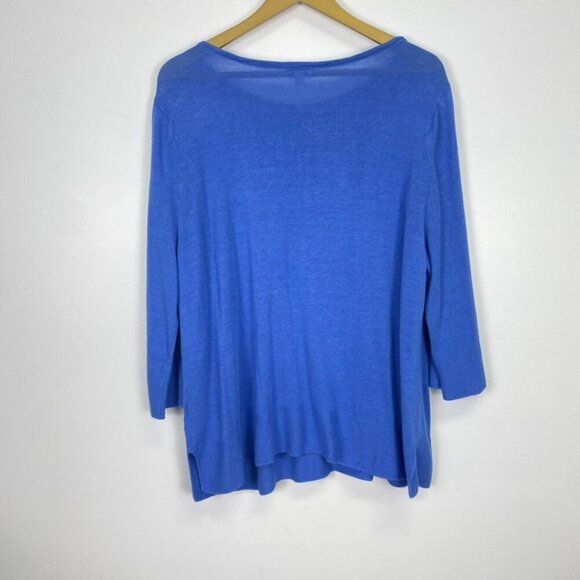J. Jill Linen Blend Blue Lightweight Beach Sweater - Picture 6 of 9